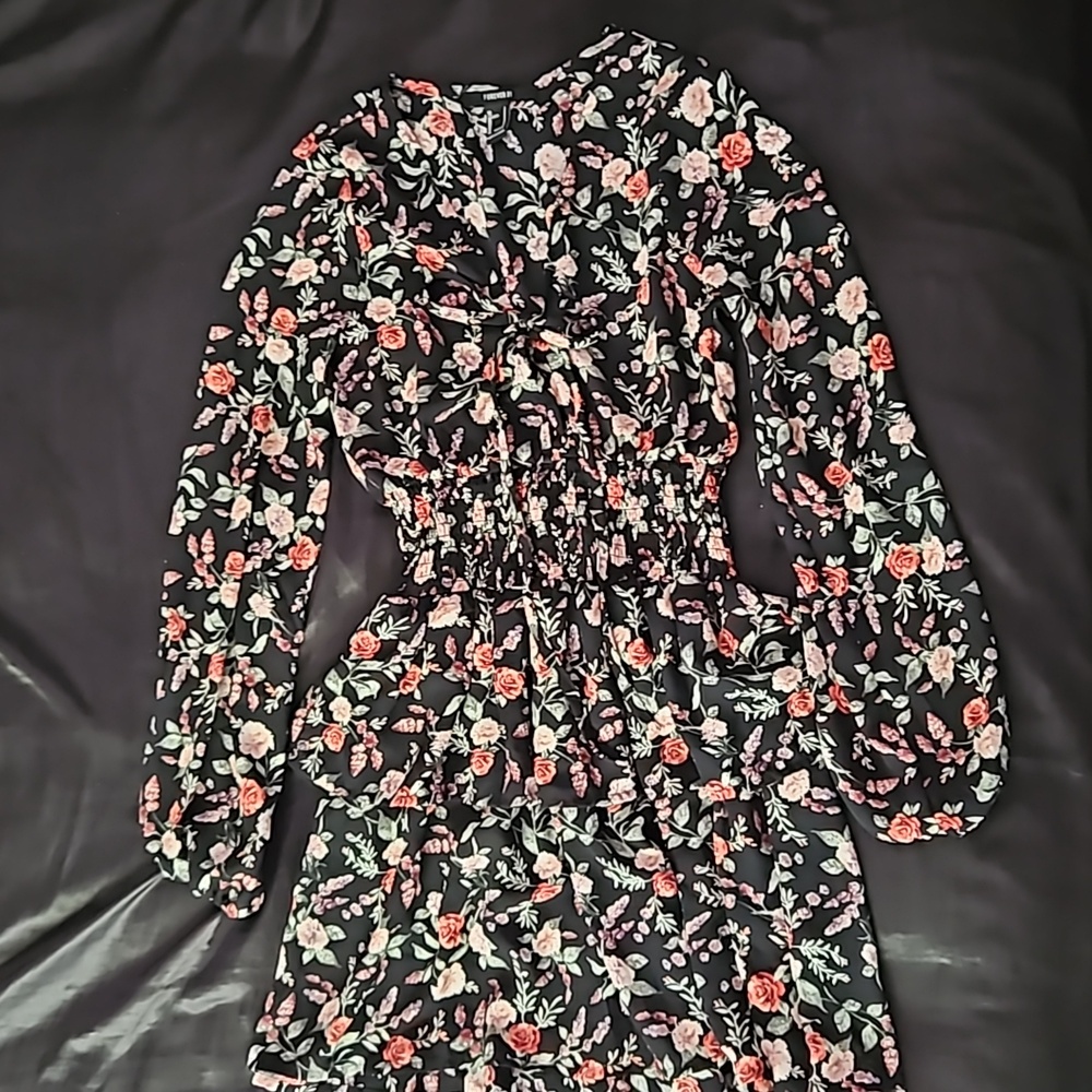 black long sleeve floral dress, Forever21, Women S